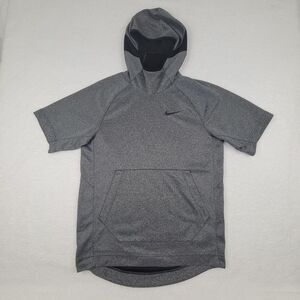 Nike Dri Fit Short Sleeve Hoodie Heather Gray Men's Size S Athletic Gym